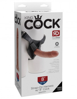 Кофейный страпон на трусиках Strap-on Harness Cock - 20,3 см.
