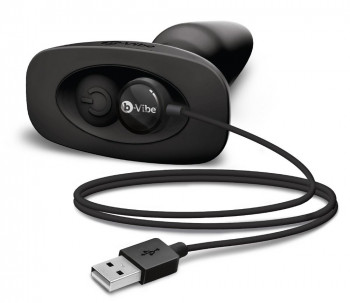Чёрная вибровтулка с ротацией шариков Rimming Remote Control Plug Black - 15,2 см.